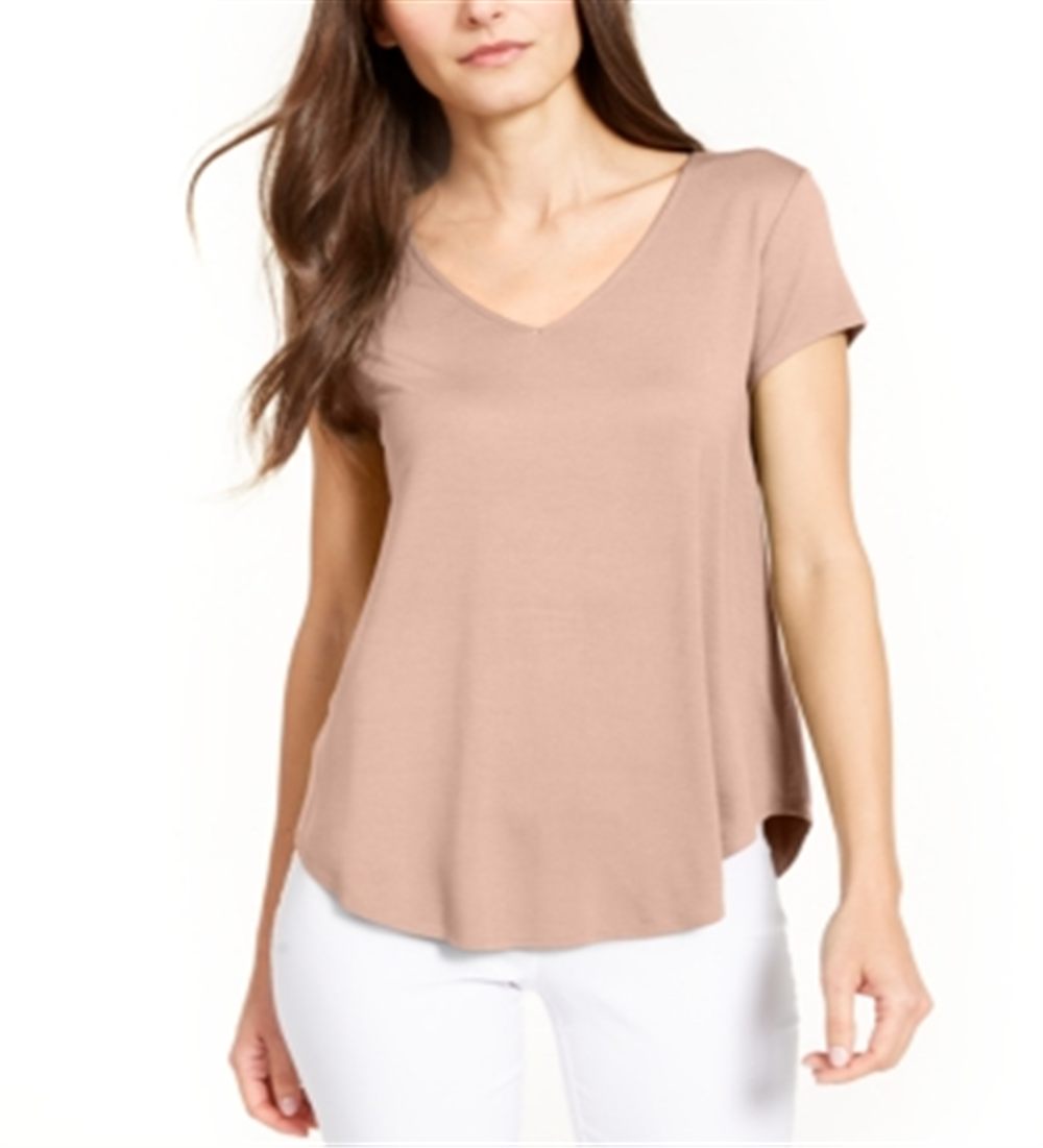 Alfani Women's V-Neck Knit Top Silver Peony Size L