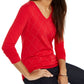 Tommy Hilfiger Women's Studded Cozy Pullover Sweater Red Size Medium