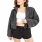 Free People  Women's  Pocketed Zip up Jacket Gray Size Medium
