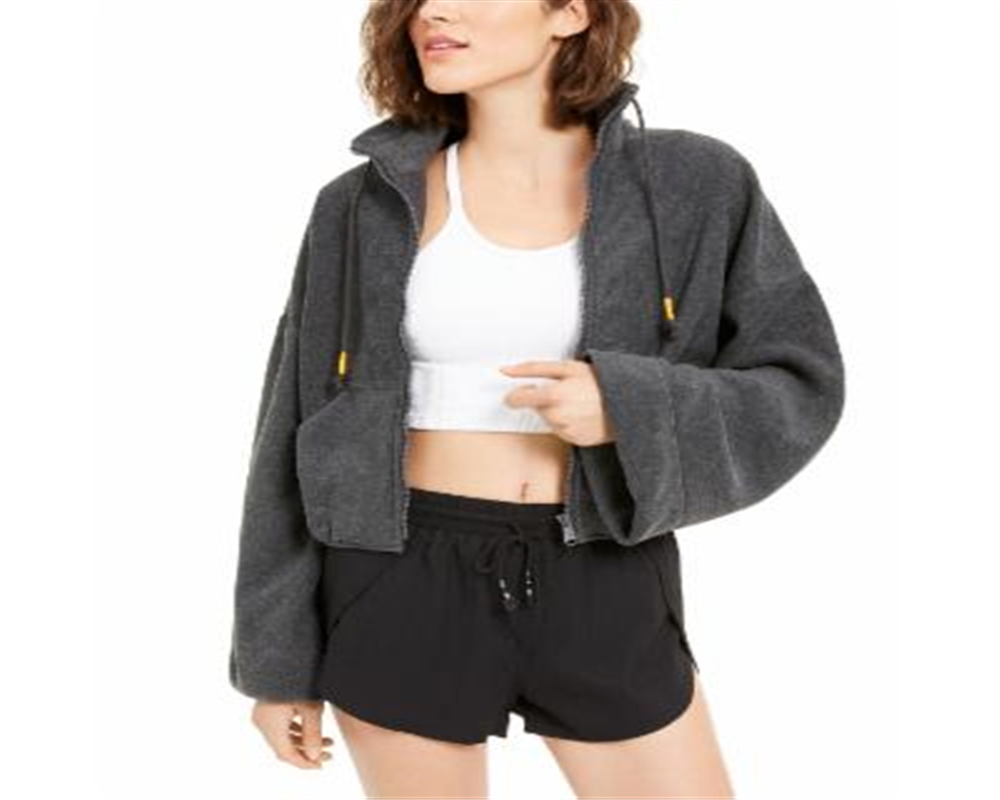Free People Women's Pocketed Zip up Jacket Gray Size Medium