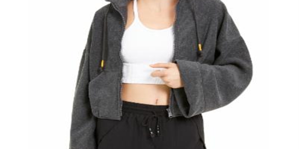 Free People Women's Pocketed Zip up Jacket Gray Size Medium