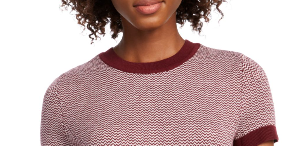 मेसन जूल्स विमेन्स रिब्ड रिंगर स्वेटर रूबी वाइन कॉम्बो एम