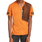 INC Men's V Neck Short Sleeve End Note Orange Size Medium