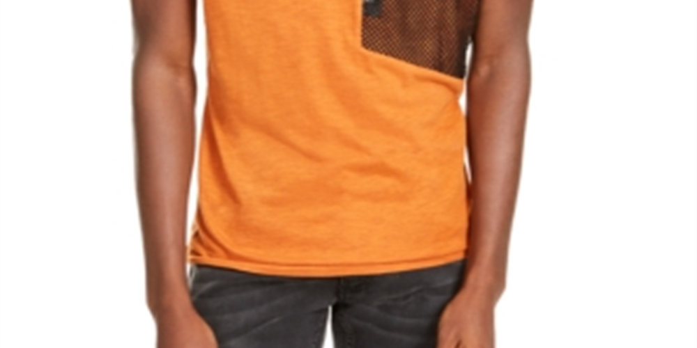 INC Men's V Neck Short Sleeve End Note Orange Size Medium