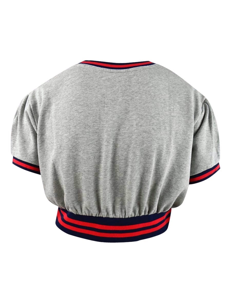 Champion Women's Vintage Wash Fleece Cropped Crew  Full Chest Script Gray Size 2XL