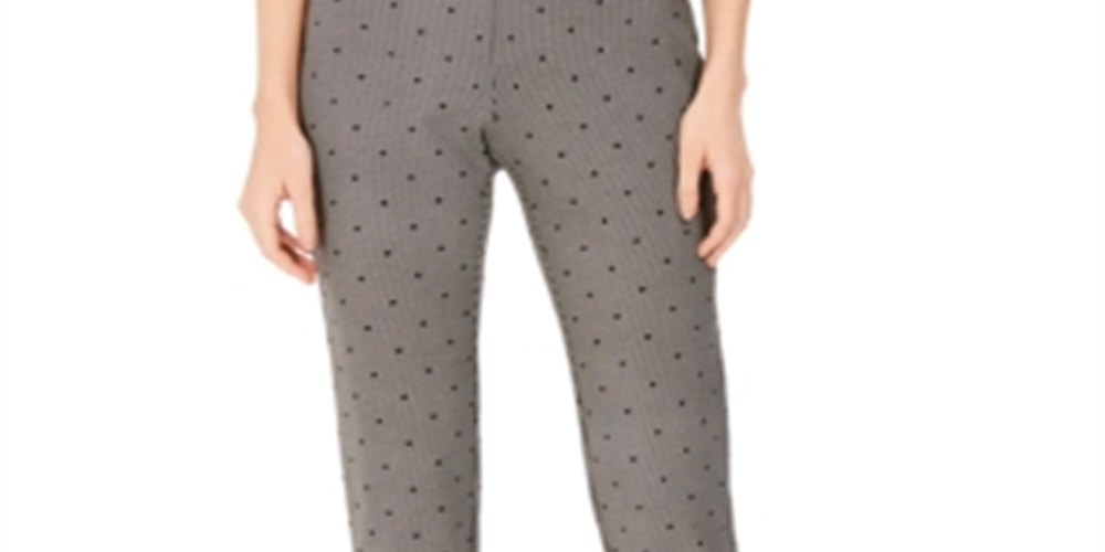 Charter Club Women's  Petite Printed Pull-On Pants Deep Black Combo Size  8P