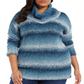 Style & Co Women'sl Ombre Long Sleeve Turtle Neck Blouse Sweater Teal Size 3X