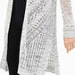 Hooked up by Iot Juniors' Pointelle Cardigan Spacedye White Size XL