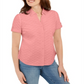 Karen Scott Women's Cotton Embroidered Shirt Pink Size XS