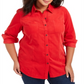 Charter Club Women's Plus Cotton Corduroy Shirt Ravishing Red Size 0X