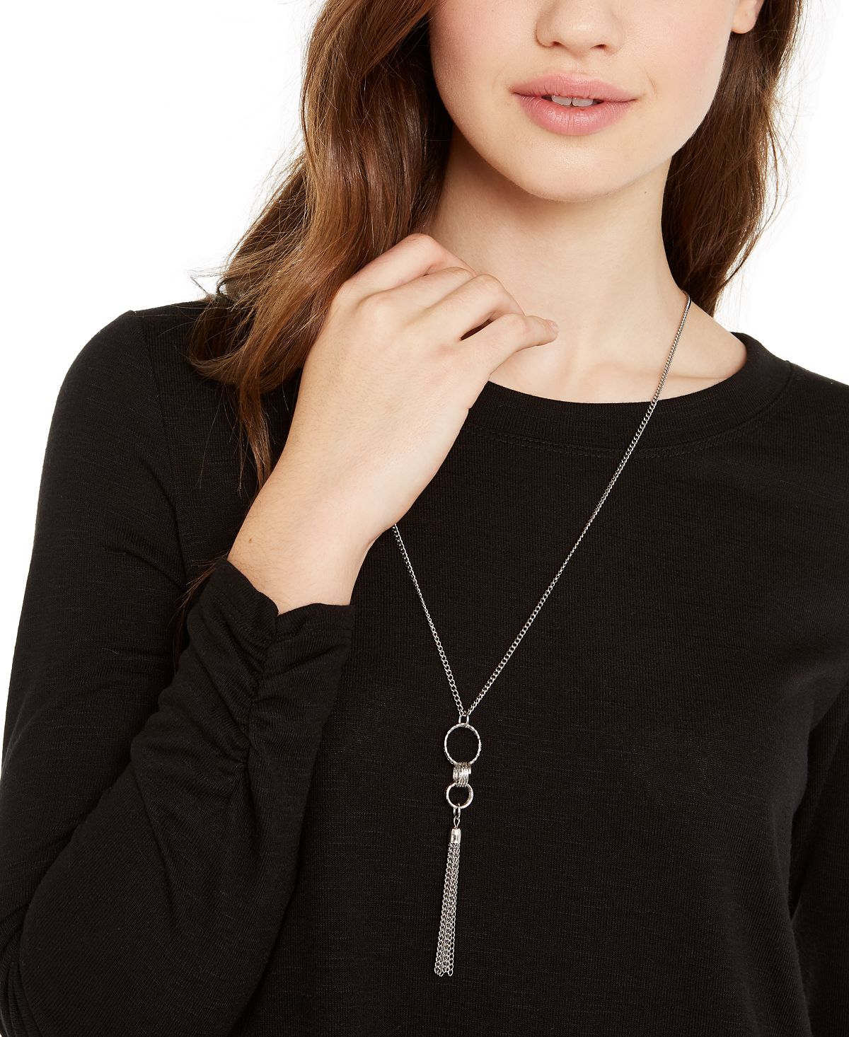Byer Women's Layered & Necklace Polyester Lace Rayon Hem Top Black Size Small