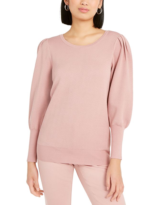 Alfani Women's Puff Sleeve Sweater Pink Size 2XL