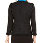 Anne Klein Women's Metallic Ruffle Trim Blazer Black Size 12