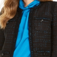 Anne Klein Women's Metallic Ruffle Trim Blazer Black Size 12
