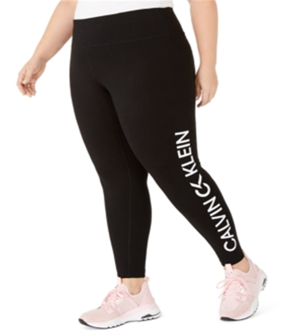 Calvin Klein Women's  Plus Size Logo High-Waist Leggings Black Size 1X