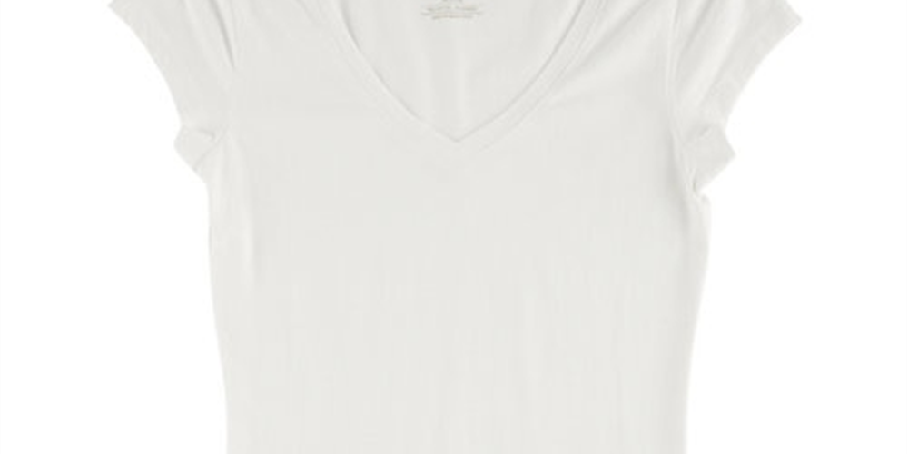 Aveto Junior's V-Neck Soft Stretch Knit Solid Top White Size Large
