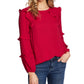 Cece Women's Tiered Ruffle Long Sleeve Blouse Red Size Small