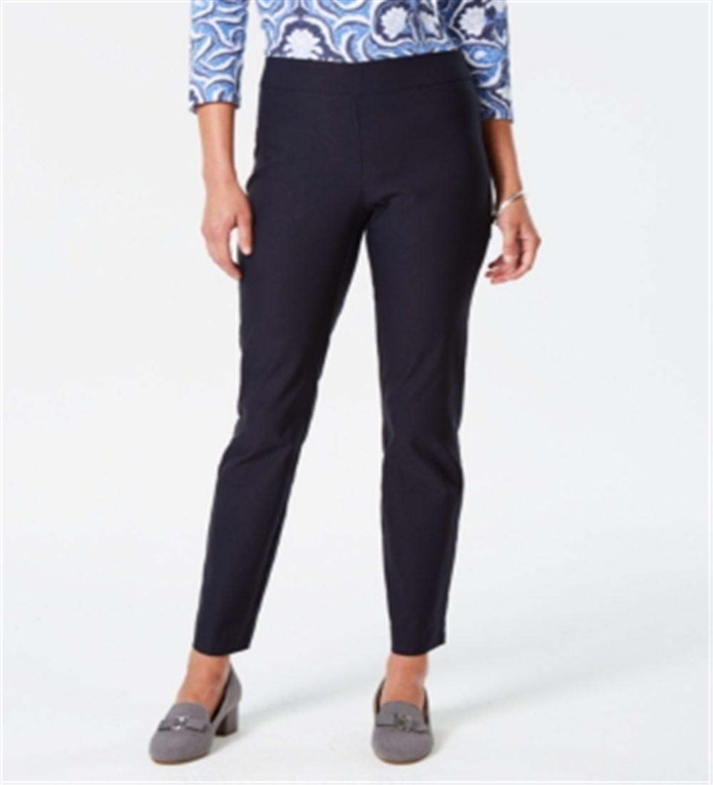 Charter Club Women's Cambridge Skinny Pull-on Tummy-Control Pants  Deepest Navy Size 10 S