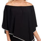 MSK Women's Rhinestone Trim Cape Black Size XL