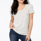 Maison Jules Women's Scoop-Neck T-Shirt  Neutral Combo Beige Size Large