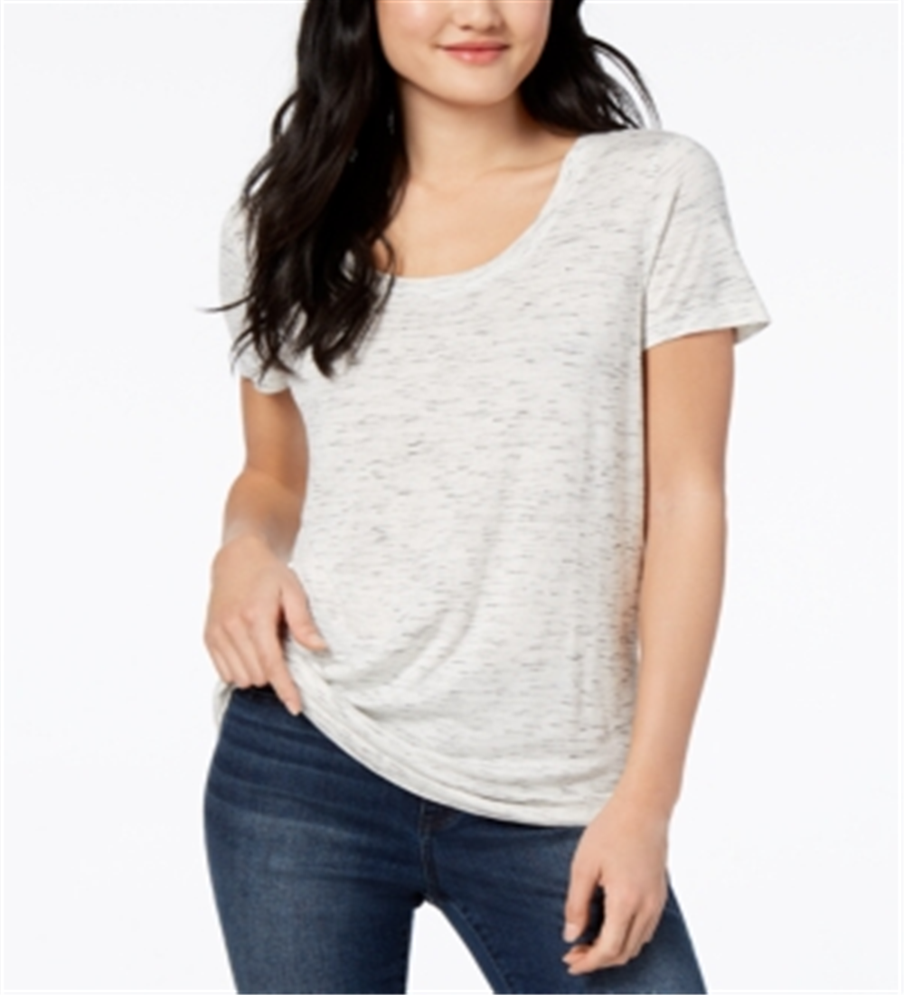 Maison Jules Women's Scoop-Neck T-Shirt  Neutral Combo Beige Size Large