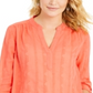 Style & Co Women's Textured V-Neck Top Tangerine Dream Size  XXL