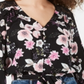 American Rag Junior's Floral Print Tie Hem Top  Black Size Small