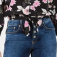 American Rag Junior's Floral Print Tie Hem Top  Black Size Small