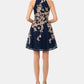 Xscape Women's Floral Sleeveless Halter Short Fit Flare Cocktail Dress Blue Size 10Petite