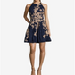Xscape Women's Floral Sleeveless Halter Short Fit Flare Cocktail Dress Blue Size 10Petite
