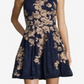 Xscape Women's Floral Sleeveless Halter Short Fit Flare Cocktail Dress Blue Size 10Petite