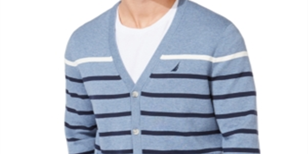 Nautica Men's Classic Fit Striped Cardigan Blue Size XXX-Large