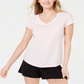 Maison Jules Women's V-Neck Patch-Pocket T-Shirt  Pink Size 2XL