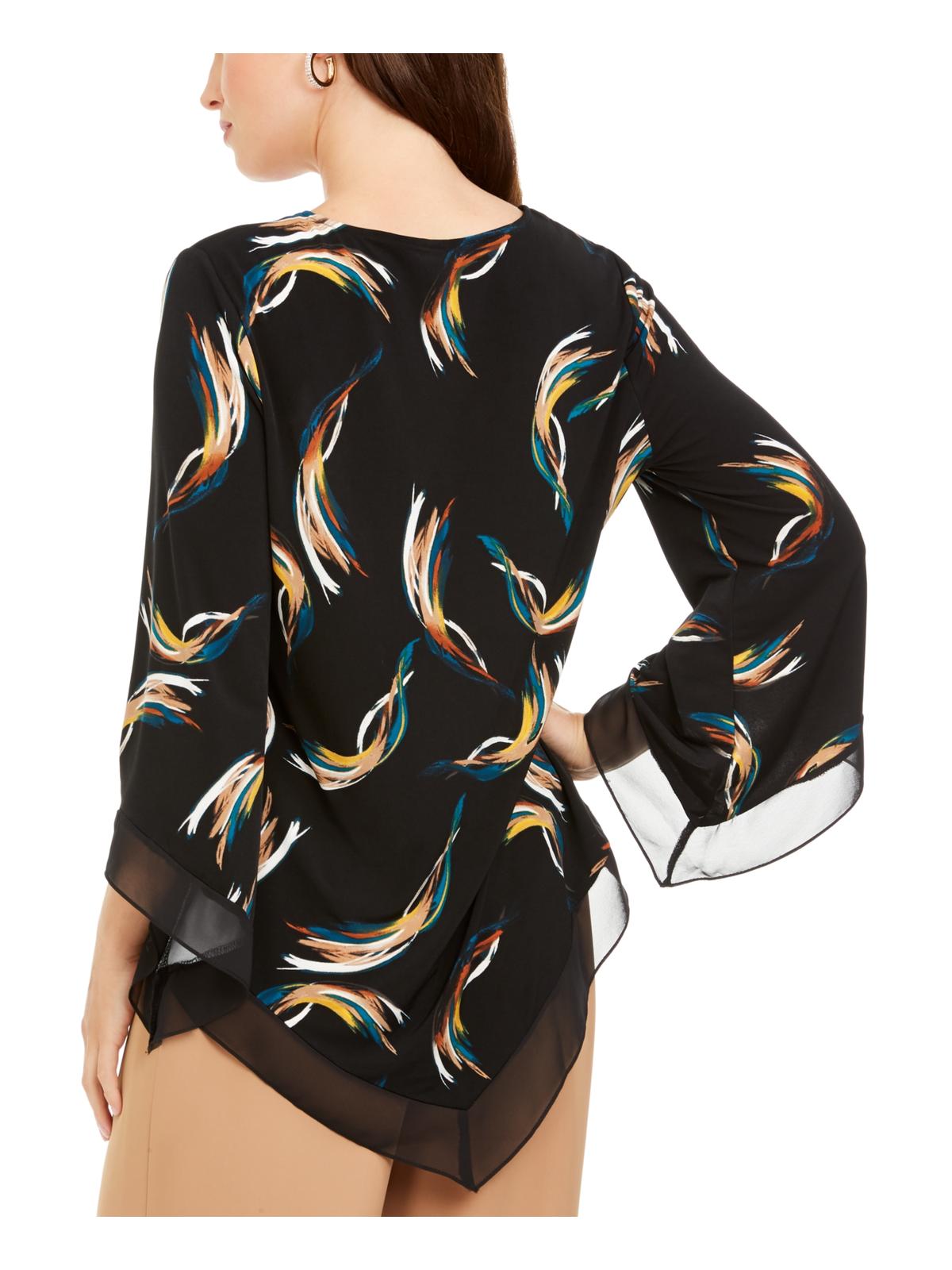 Alfani Women's Petite Printed Poncho Top  Black Size Petite M