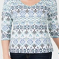 Karen Scott Women's Printed V Neck Top White Size XS