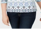 Karen Scott Women's Printed V Neck Top White Size XS