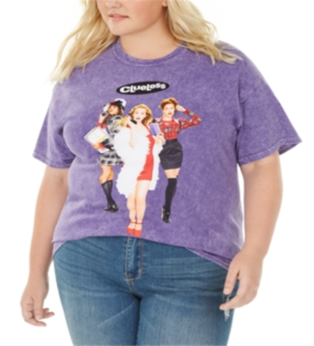 True Vintage Women's Trendy Plus Size Cotton Clueless Graphic T-Shirt  Purple Size 3X