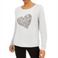 INC Women's Leopard-Heart Top  Hthr Belle Grey Gray Size XL