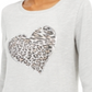INC Women's Leopard-Heart Top  Hthr Belle Grey Gray Size XL
