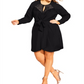City Chic Women's Plus Lace Trim Sleeveless Mini Dress Black Size 20W