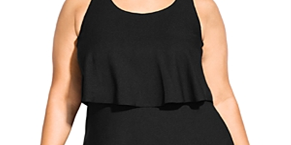 City Chic Women's Trendy Plus Size Tiered Romper Black Size XS