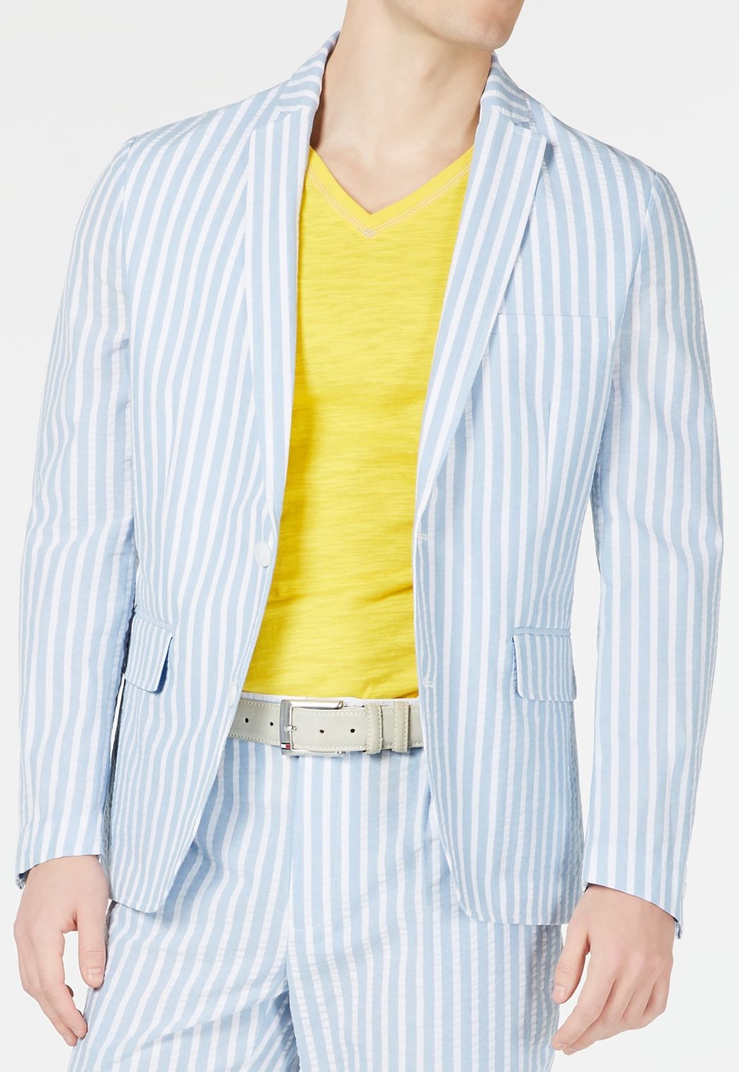 INC International Concepts Men's Seersucker Slim Fit Sportcoat Blue Size XXX-Large