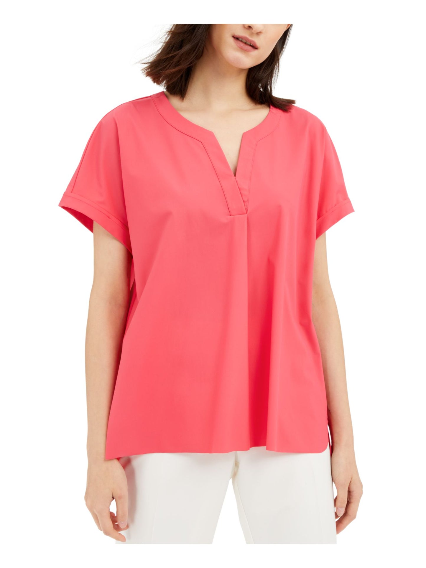 Alfani Women's V-Neck Solid Blouse Pink Size Medium