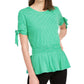 Maison Jules Women's Tie Sleeves Peplum Pullover Top Green Size Small