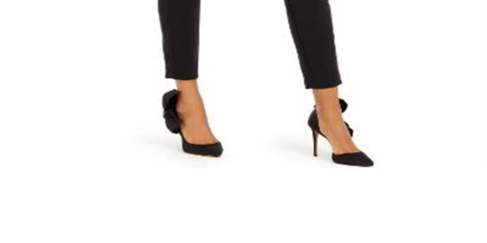 INC Women's Petite Bow-Waistband Skinny Pants  Black Size 8 P
