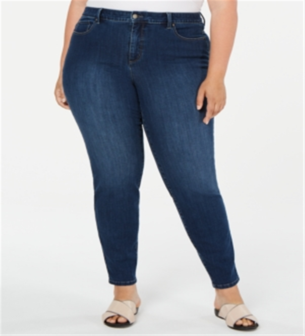 चार्टर क्लब वीमेंस प्लस विंडहैम टमी कंट्रोल स्किनी जीन्स ब्लू साइज़ 22W