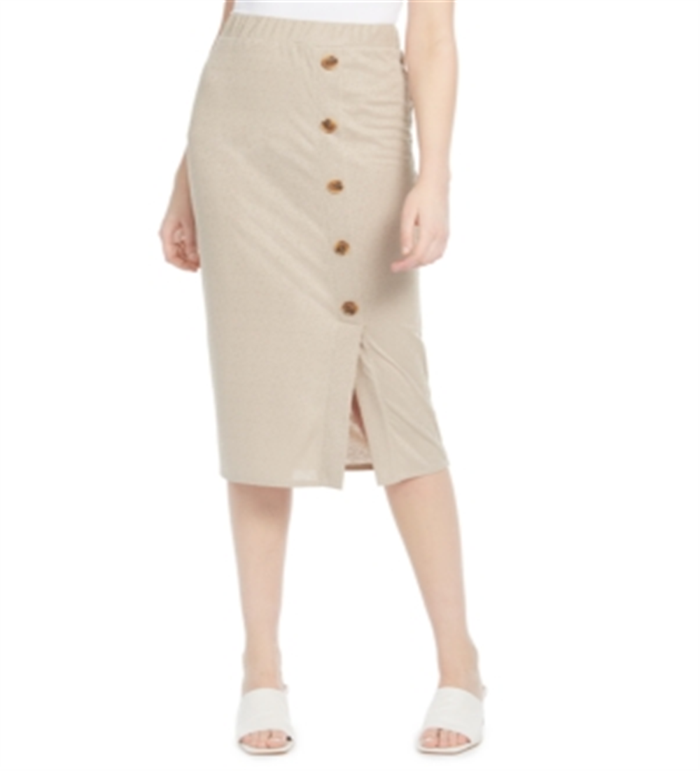 BCX Junior's Textured Knit Side Button Skirt Brown Size Small
