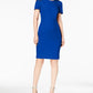 Calvin Klein Women's Short Sleeve Above the Knee Sheath Cocktail Dress Blue Size 10