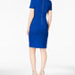Calvin Klein Women's Short Sleeve Above the Knee Sheath Cocktail Dress Blue Size 10