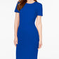 Calvin Klein Women's Short Sleeve Above the Knee Sheath Cocktail Dress Blue Size 10